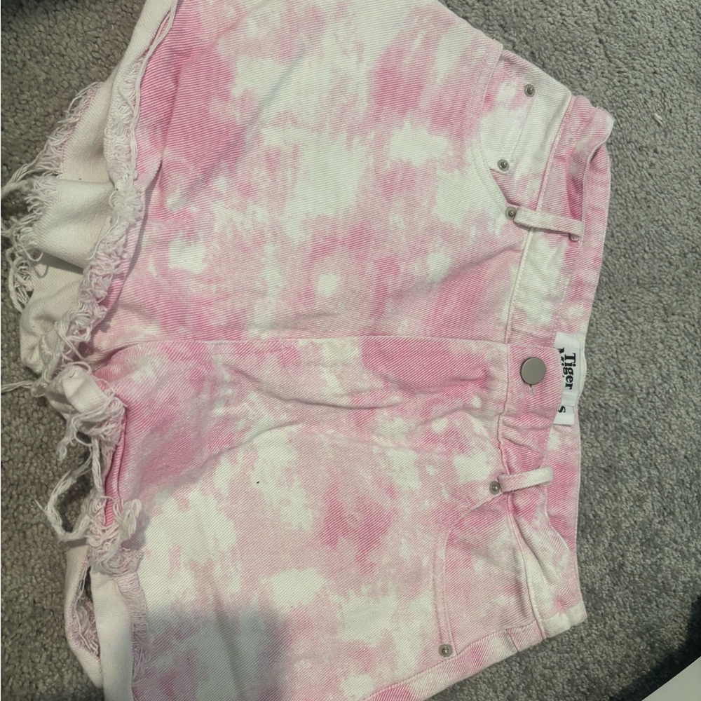 Tiger Mist Pink Tie-Dye Jean Shorts